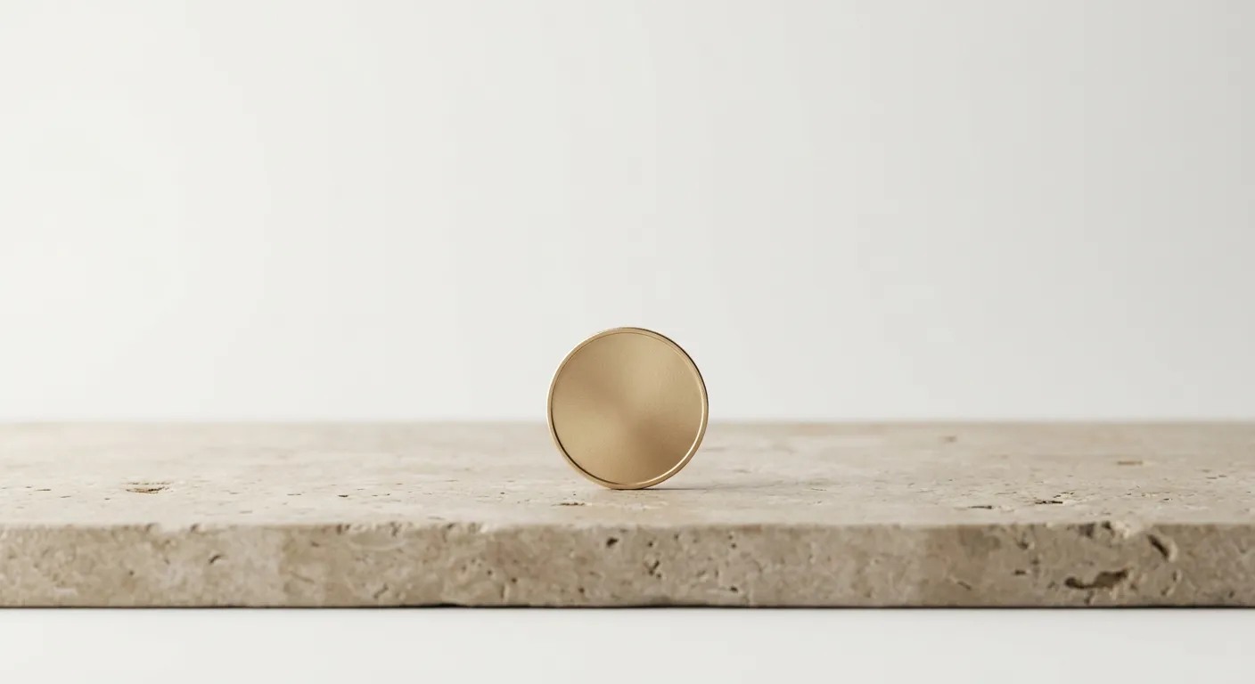 A gold coin resting on a balance sheet, representing the financial weight of marketing decisions