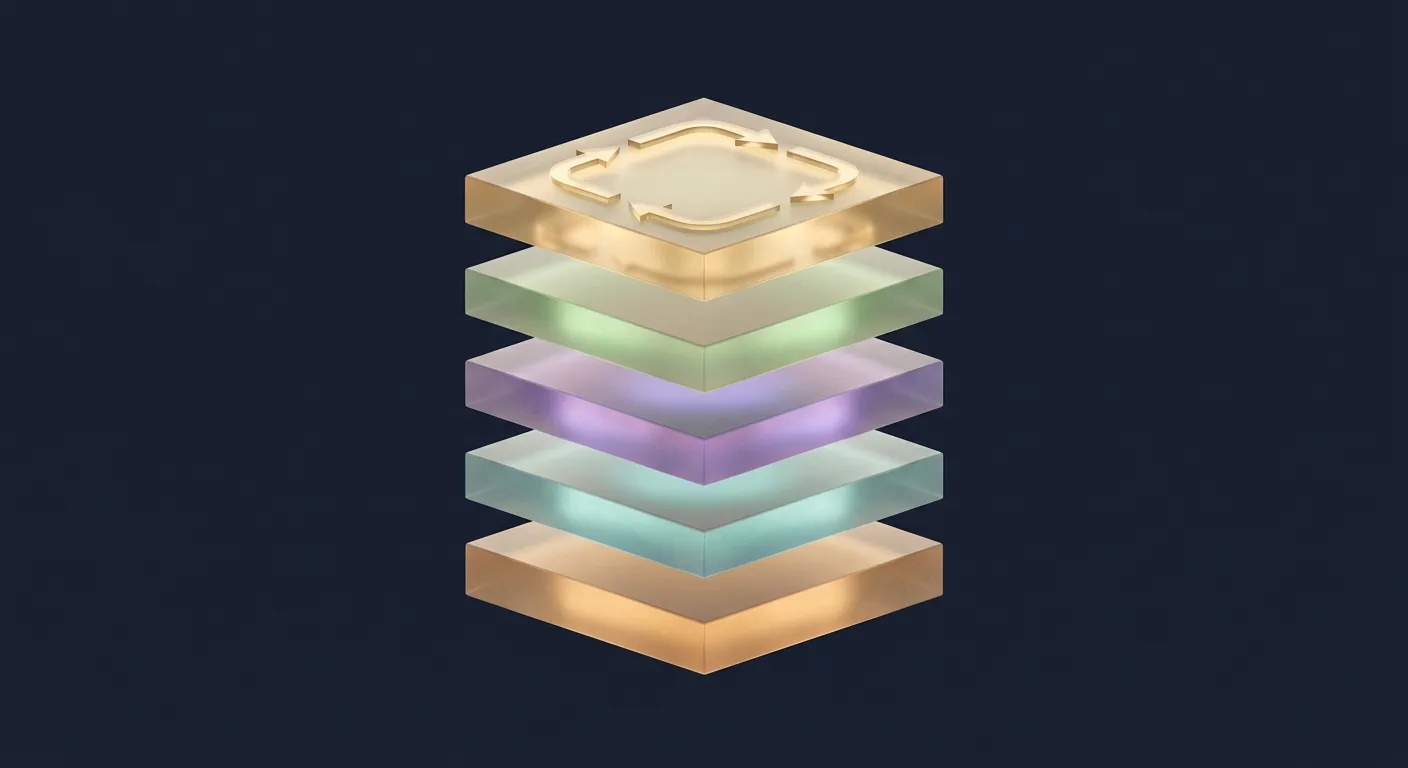 Diagram of the five-layer autonomous pipeline generation technology stack from intent data through orchestration and feedback