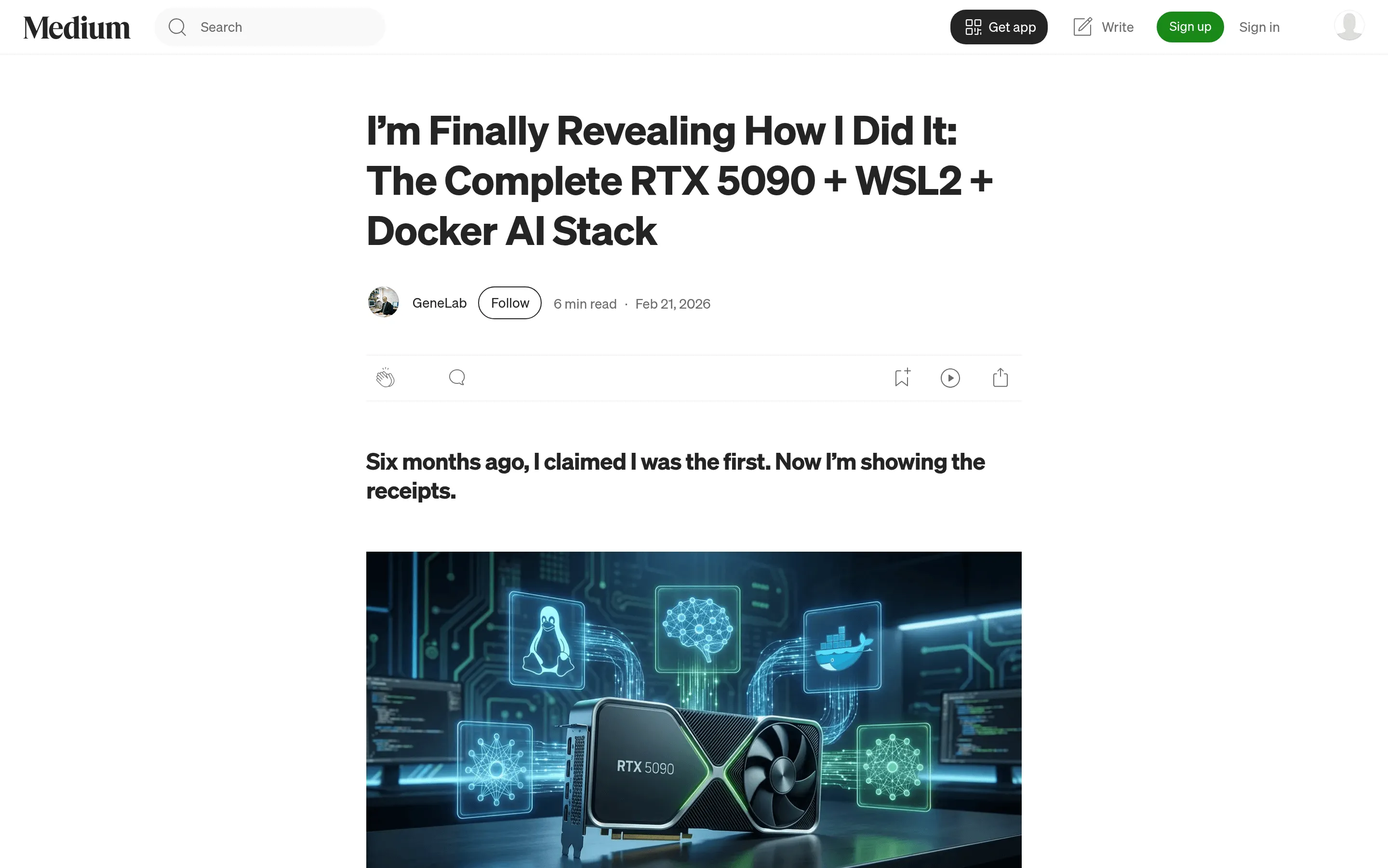 I’m Finally Revealing How I Did It: The Complete RTX 5090 + WSL2 + Docker AI Stack | by GeneLab | Feb, 2026 | Medium